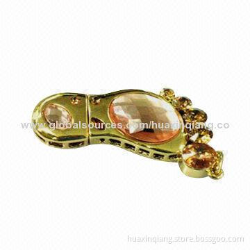 Diamond Feet USB Flash Drive/512MB-32GB Capacity/Metal + Diamond Material/USB 2.0/5-year Warranty